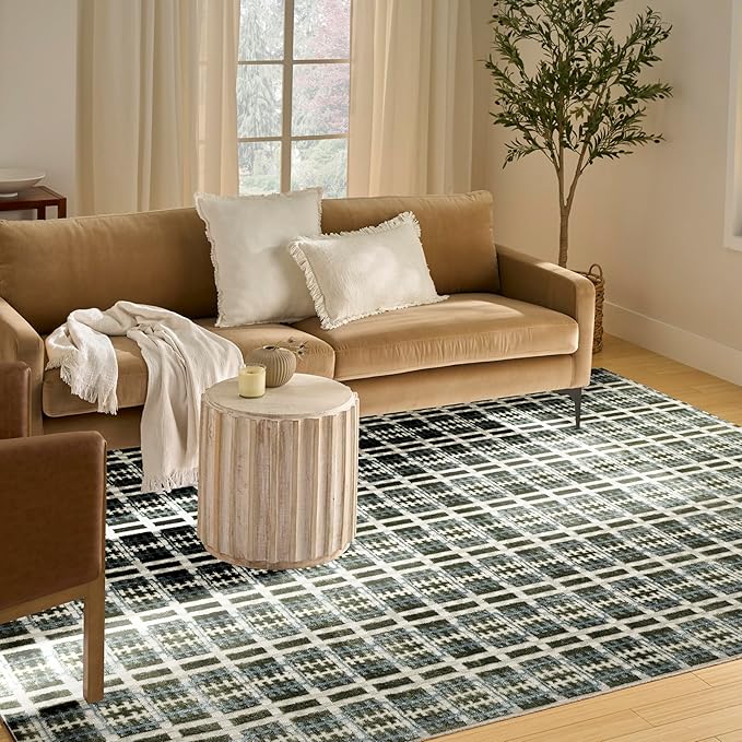 Nourison Home Nordic Blue Green 8' x 10' Area Rug - Easy Clean, Non Shedding, Bed Room, Living Room, Dining Room, Kitchen (8' x 10')