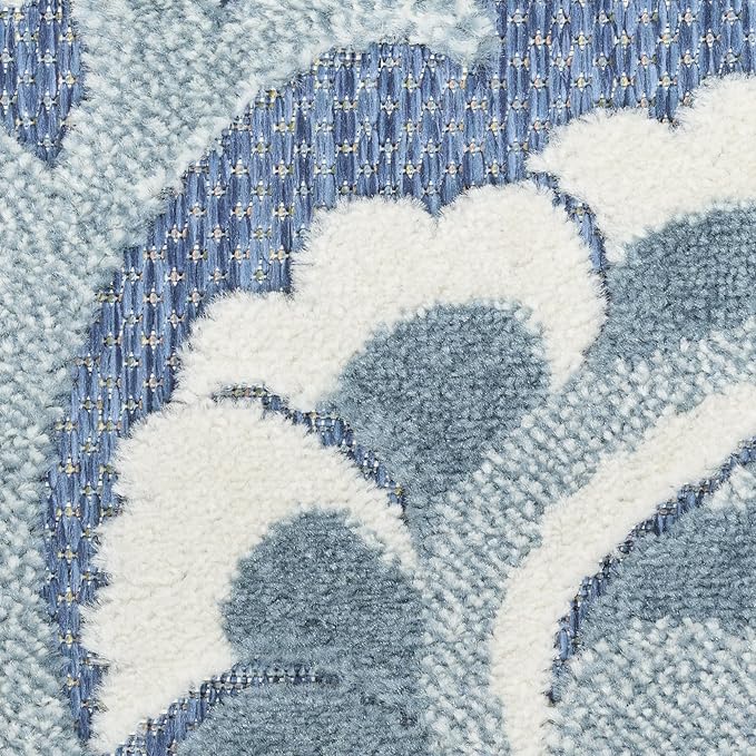 Nourison Home Aloha Blue 2'8" x 4' Area Rug - Easy Clean, Non Shedding, Bed Room, Living Room, Dining Room, Kitchen (3' x 4')