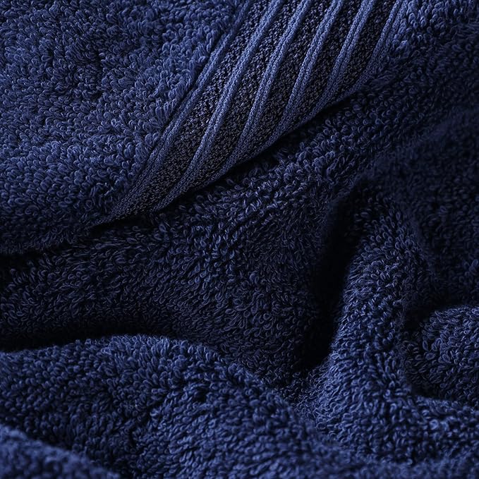 Superior Egyptian Cotton Bath Towel Set, Towels for Home Bathroom, Master, Guest Bath, Decor Essentials, Quick Dry, Absorbent, Large Body Towels, Spa, Hotel, Resort, Adult, Kids, Set of 4, Navy Blue