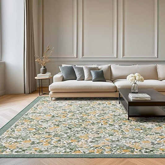 Laura Ashley Green Lovestone Floral Machine Washable & Slip Resistant 8' x 10' Area Rug