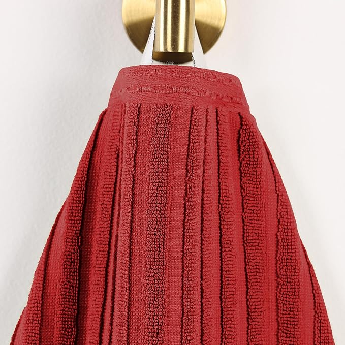Superior Cotton Face Towel/Washcloth Set of 12, Daily Use for Bathroom, Guest Bath, Quick Dry Small Towels, Face, Hand, Gym, Spa, Hotel, Absorbent, Essentials, Ribbed, Soho Collection, Burgundy