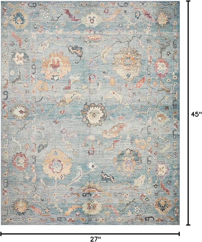 Loloi Margot Collection MAT-06 Denim/Multi 2'-3" x 3'-9" Accent Rug feat. CloudPile, No-Shed Easy Clean Large Patterned Area Rug for Living Room, Bedroom, Dining Area