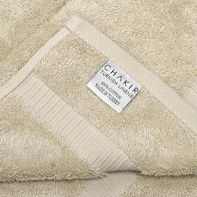 Chakir Turkish Linens 100% Cotton Premium Turkish Towels for Bathroom | 13'' x 13'' (6-Piece Washcloth, Beige)
