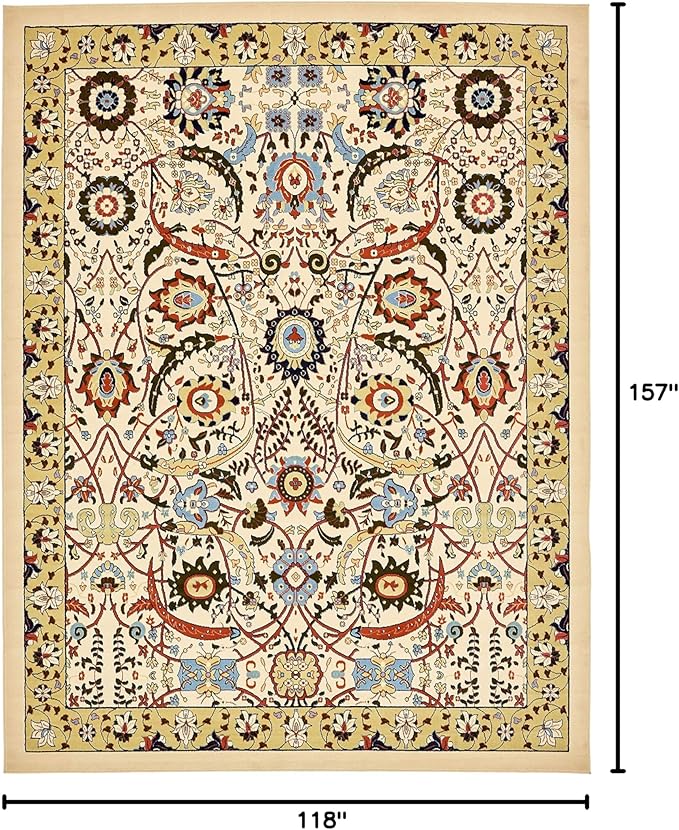 Unique Loom Espahan Collection Area Rug - Cape Cod (9' 10" x 13' 1" Rectangle, Cream/ Black)