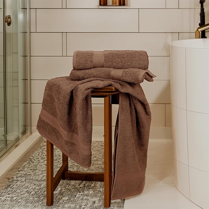 Large Bath Towel, Acorn Cotton Terry Towels for Bathroom, Towel Set - Quick Dry - Highly Absorbent - 24 x 50 Pack of 6 for Shower - Spa - Gym - Hand Towel for Daily Use - Acorn