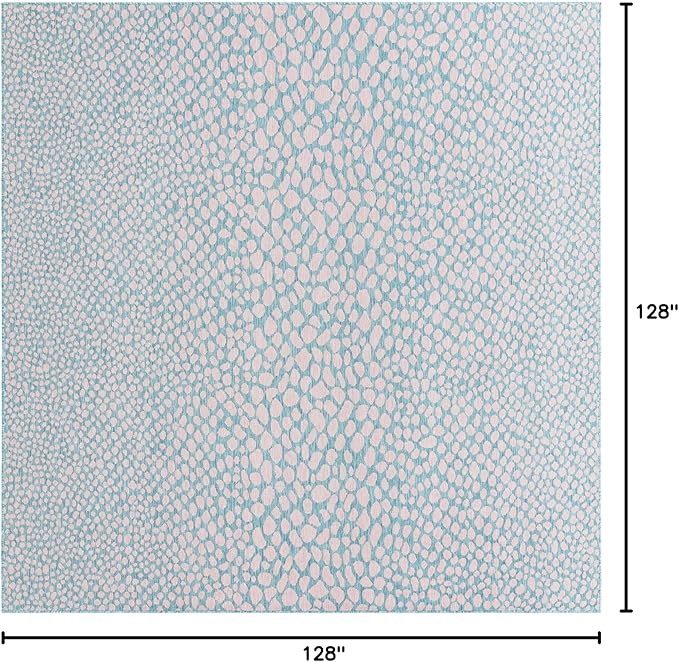 Unique Loom Jill Zarin Jill Zarin Outdoor Collection Area Rug - Cape Town (10' 8" Square, Pink and Aqua/Light Blue)