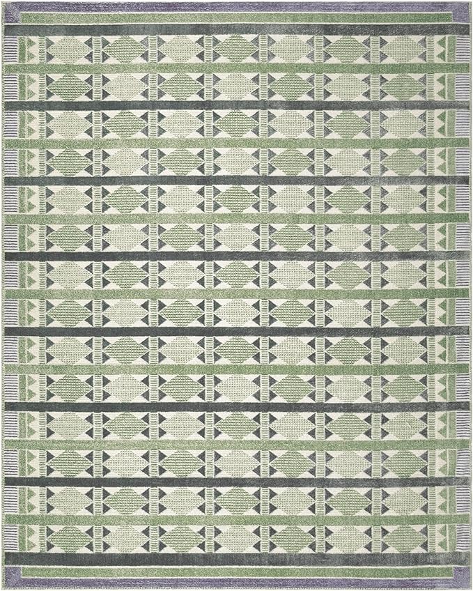 Nourison Home Nordic Green Blue 8' x 10' Area Rug - Easy Clean, Non Shedding, Bed Room, Living Room, Dining Room, Kitchen (8' x 10')