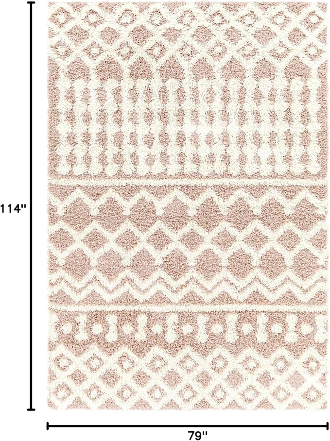 Livabliss Hapsburg Moroccan Shag Area Rug,6'7" x 9'6",Dusty Pink