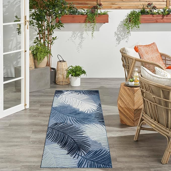 Nourison Home Suncoast Denim 2' x 6' Area Rug - Easy Clean, Non Shedding, Bed Room, Living Room, Dining Room, Kitchen (6' Runner)