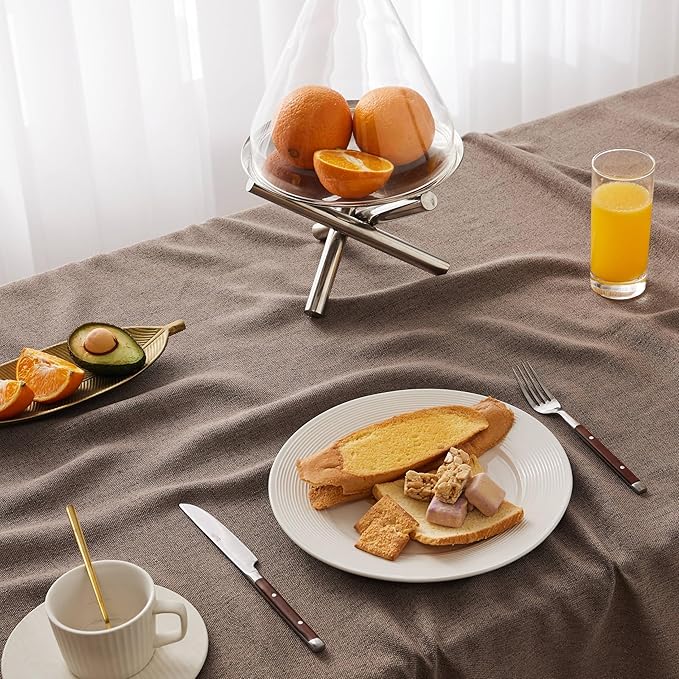 Linen Tablecloth for Rectangle Table, 60x104 Inch Cocoa Brown, Farmhouse Style Brown Tablecloth, Water Resistant Burlap Tablecloths for Dining Table Farmhouse Kitchen