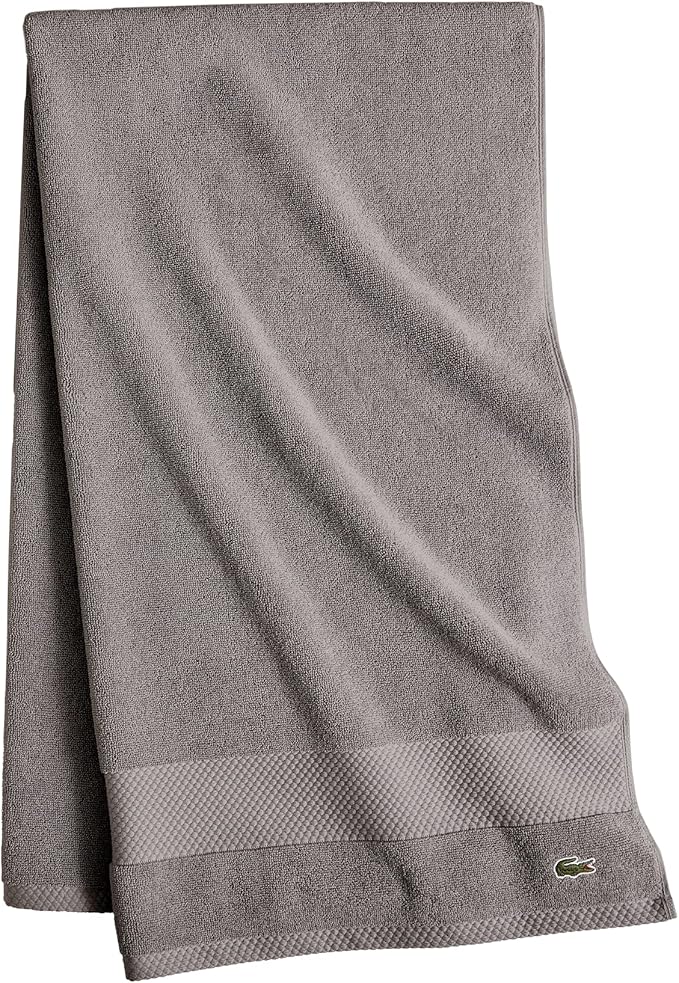 Lacoste Heritage 100% Supima Cotton Bath Towel, Meteorite, 30" x 54" – Highly Absorbent & Quick Drying, Premium Super Soft Bath Towel, Bathroom Essential, Gift for All Occasions, Machine Washable