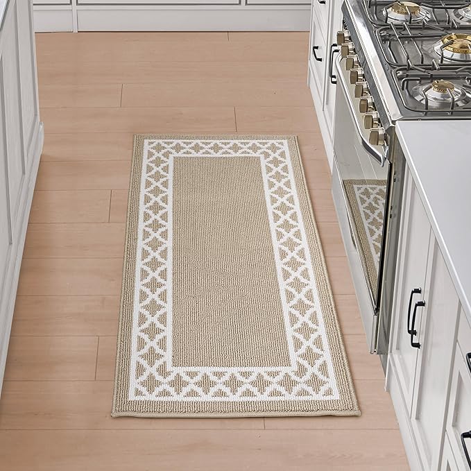 Nautica – Runner Rug | Indoor Runners for Hallways and Entry Rugs| Non-Slip and Non-Skid Entry and Kitchen Door Mat| Machine Washable Entryway Carpet Rugs |2'2" x 6'| Trellis Beige