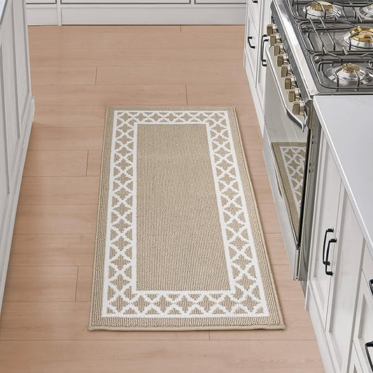 Nautica – Runner Rug | Indoor Runners for Hallways and Entry Rugs| Non-Slip and Non-Skid Entry and Kitchen Door Mat| Machine Washable Entryway Carpet Rugs | 2'2" x 5' | Trellis Beige