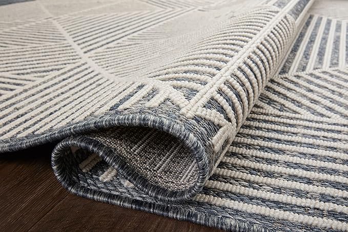 Loloi Rainier Collection RAI-03 Denim/Ivory 7'-10" x 10'-10" Area Rug