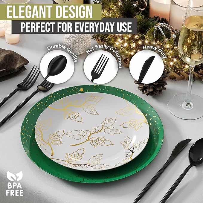 Trendables Disposable Black Plastic Cutlery Set - 120 Pack With Silverware, Forks