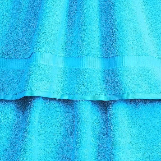 SALBAKOS 100% Turkish Cotton Extra Large Bath Sheet Set of 2 35x70 inch | Heirloom Quality | Hotel & Spa Collection | Soft, Absorbent Oversize Bath Towels | Made in Turkey (Aqua, 2 Bath Sheets)