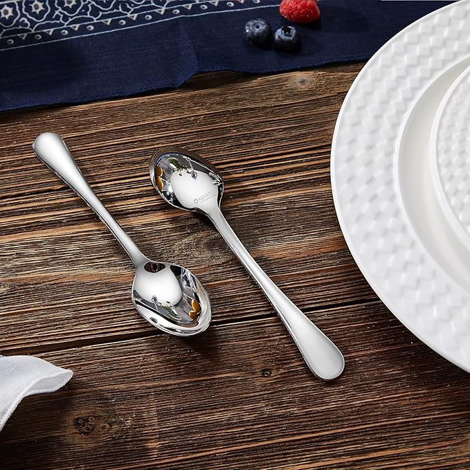 KEAWELL Premium Verona 4-Piece 6.5 inch Spoon Set – 18/10 Stainless Steel, Heavy-Duty Mirror-Finished Silverware for Daily Meals, Hosting and Special Occasions (4, Teaspoons)