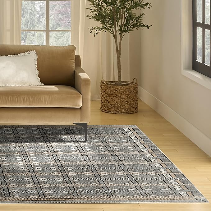 Nourison Home Nordic Ivory Multicolor 8' x 10' Scandinavian Area Rug - Easy Clean, Non Shedding, Bed Room, Living Room, Dining Room, Kitchen (8' x 10')