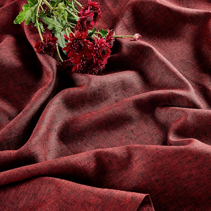 Solino Home Square Linen Tablecloth 52 x 52 Inch - 100% Pure Linen Red Garnet Table Throw - Athena, Machine Washable Tablecloth for Holiday, Winter, Christmas, New Year