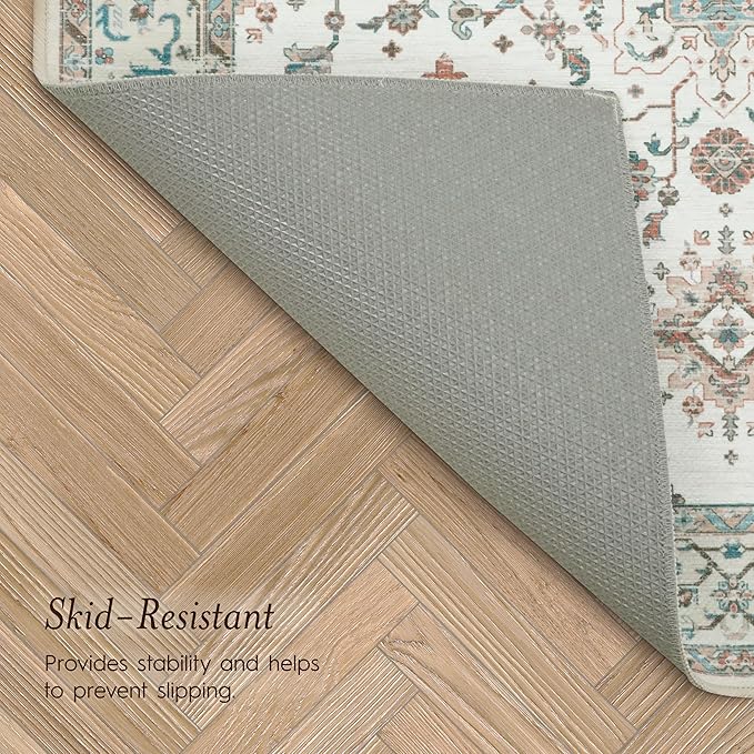 Laura Ashley Beige Aure Floral Machine Washable & Slip Resistant 26" x 72" Runner Rug