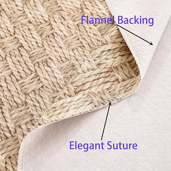 Walrus Heavy Duty Vinyl Tablecloth with Flannel Backing Waterproof Oil-Proof Plastic Table Cloth Stain-Resistant Wipeable Rectangle or Square Table Cover for Indoor and Outdoor (Weave, 54X54 Inch)