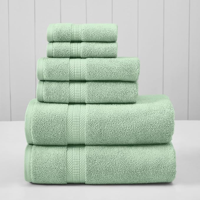 Modern Threads 6-Piece Rayon from Bamboo & Cotton Blend Towel Set - Ultra Soft & Absorbent, Seafoam