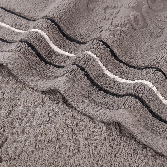 Superior Cotton 6 Piece Assorted Floral Towel Set, Includes 2 Bath, 2 Hand, 2 Washcloth/Face Towels, Quick Dry, Home Essentials, Shower, Spa, Luxury Plush Soft Absorbent Towels, Zero Twist, Charcoal