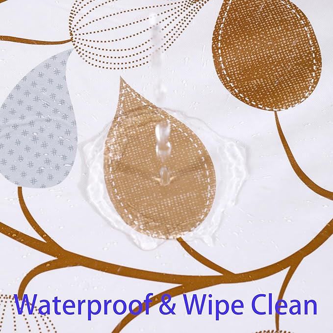 Walrus Heavy Duty Vinyl Tablecloth with Flannel Backing Waterproof Oil-Proof Plastic Table Cloth Stain-Resistant Wipeable Rectangle or Square Table Cover for Indoor and Outdoor (Leaves, 52X70 Inch)