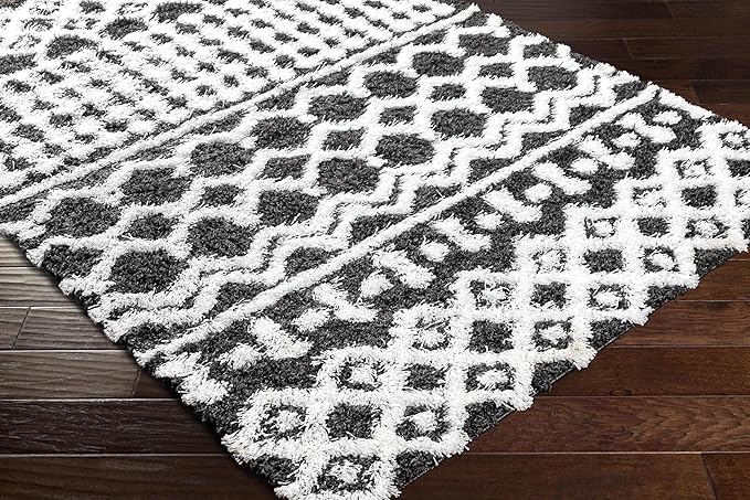 Livabliss Hapsburg Moroccan Shag Area Rug,6'7" x 9'6",Black/White