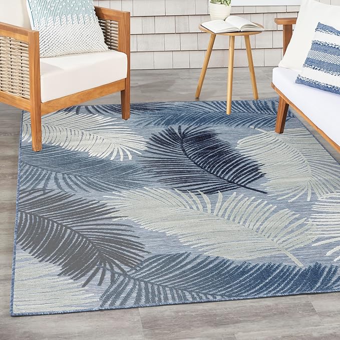 Nourison Home Suncoast Denim 5'3" x 7'3" Area Rug - Easy Clean, Non Shedding, Bed Room, Living Room, Dining Room, Kitchen (5' x 7')