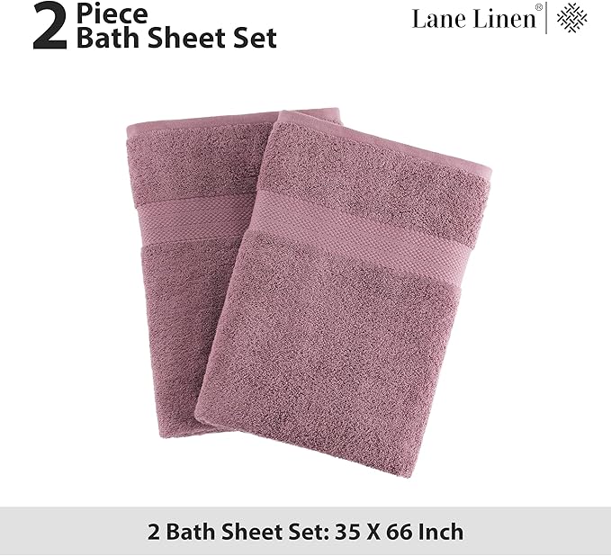 LANE LINEN Oversized Bath Towels for Adults (35"x66") - 2 Pack - 100% Cotton Bath Sheet - Highly Absorbent, Pre Shrunk, Quick Dry - Daily Use XL Bath Towels Oversized Ideal for Guest - Wistful Mauve