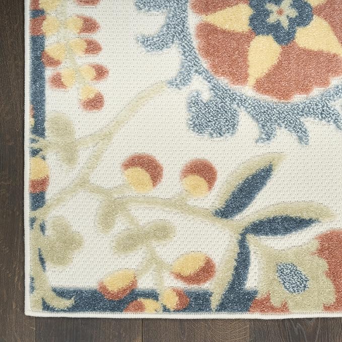 Nourison Home Aloha Grey Multicolor 9' x 12' Area Rug - Easy Clean, Non Shedding, Bed Room, Living Room, Dining Room, Kitchen (9' x 12')