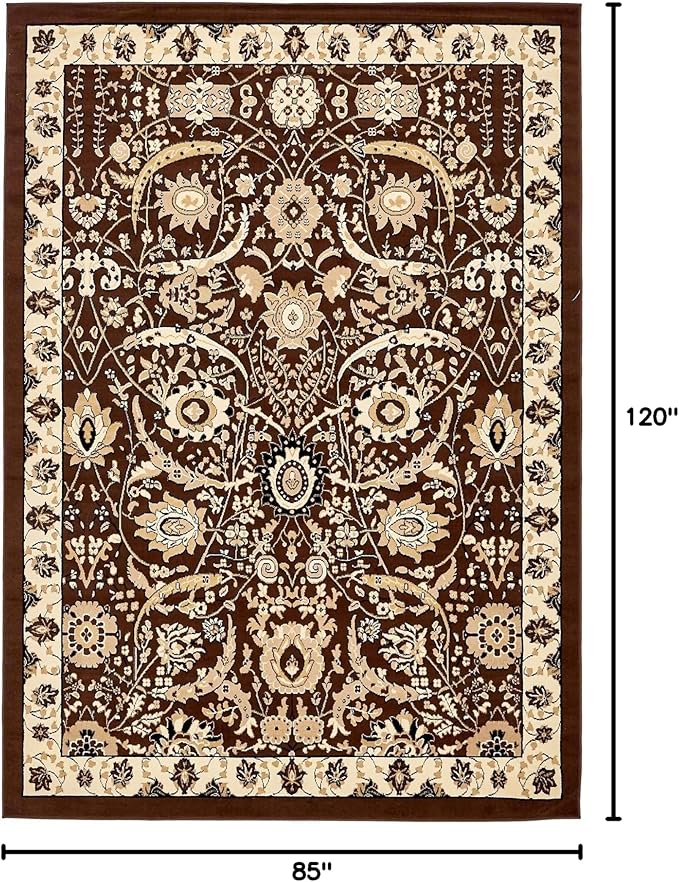 Unique Loom Espahan Collection Area Rug - Cape Cod (7' 1" x 10' Rectangle, Brown/ Beige)