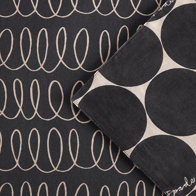 Kate Spade New York in The Loop & Joy Dot Reversible Table Runner, 100% Cotton, Machine Washable, Black/Beige, 15"x108"