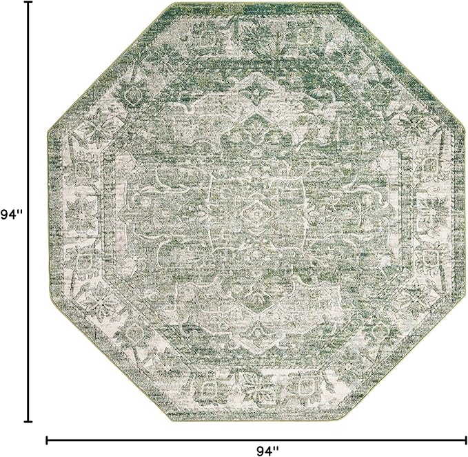 Unique Loom Isabella Collection Area Rug - Adjani (7' 10" Octagon, Green/ Ivory)