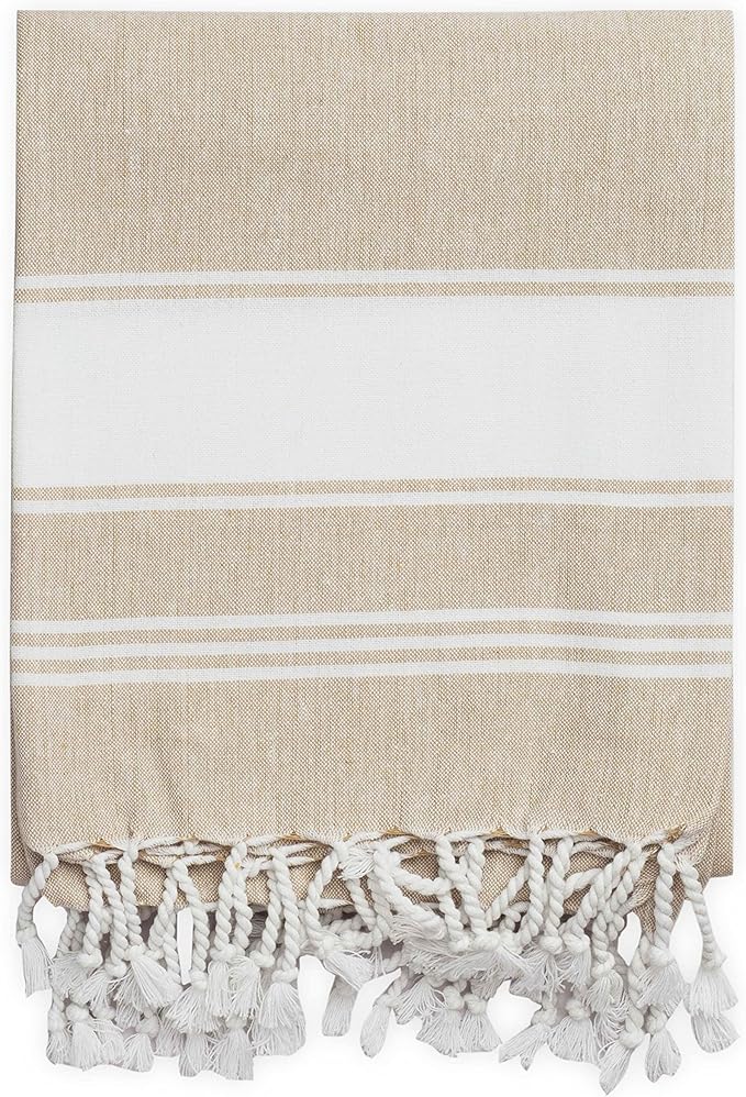 LANE LINEN Oversized Beach Towels, 2 Pack Turkish Towel Set for Adults, Lightweight, Quick Dry, Absorbent & Sand Proof, 39"x71" Pool Towels – Beige
