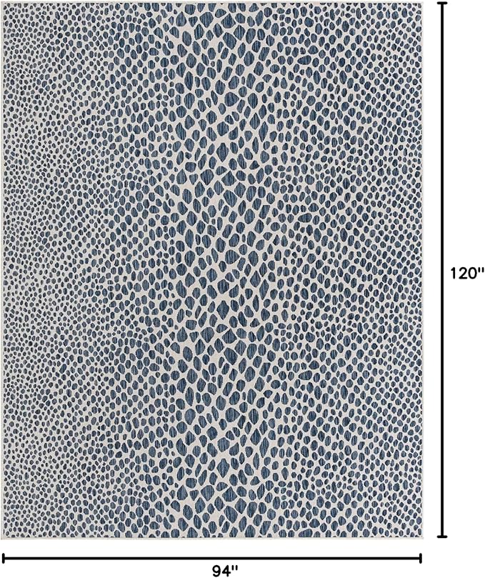 Unique Loom Outdoor Collection Area Rug - Cape Town (7' 10" x 10' Rectangle, Blue/ Olive)