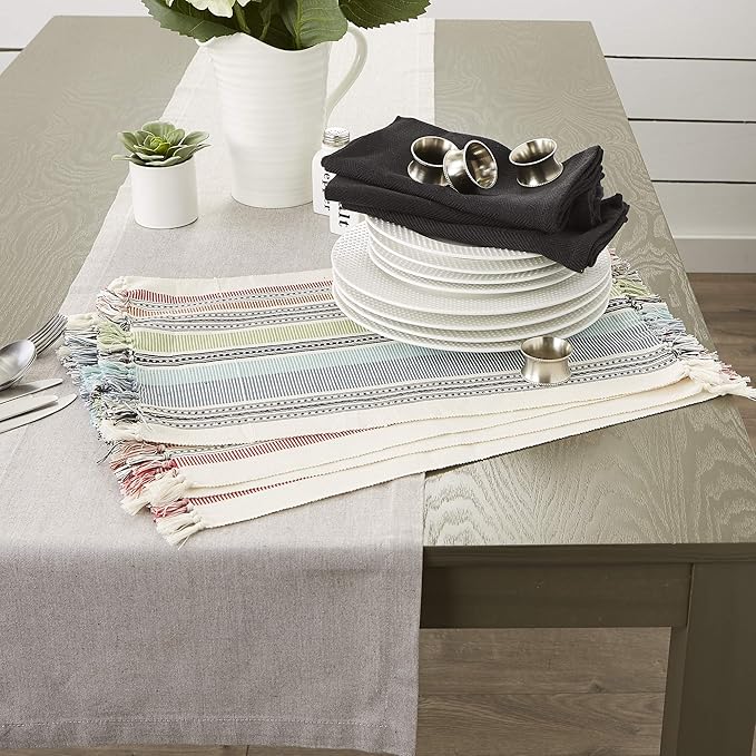 DII Variegated Tabletop Collection, Placemat Set3x19, Mediterranean, 6 Piece