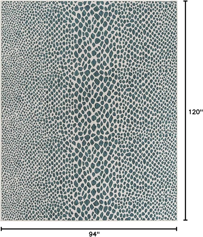 Unique Loom Outdoor Collection Area Rug - Cape Town (7' 10' x 10' Rectangle, Teal/ Ivory)