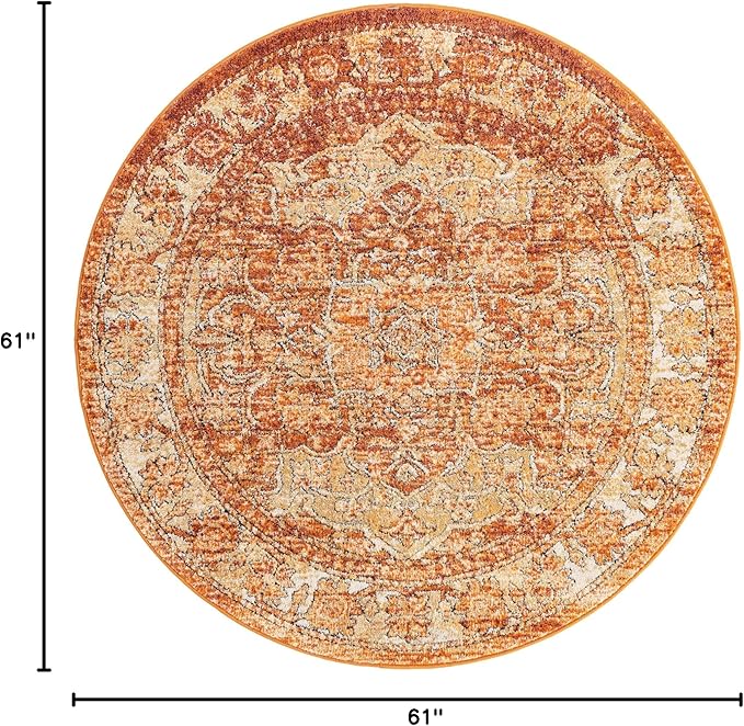 Unique Loom Isabella Collection Area Rug - Adjani (5' 1" Round, Rust Red/ Black)