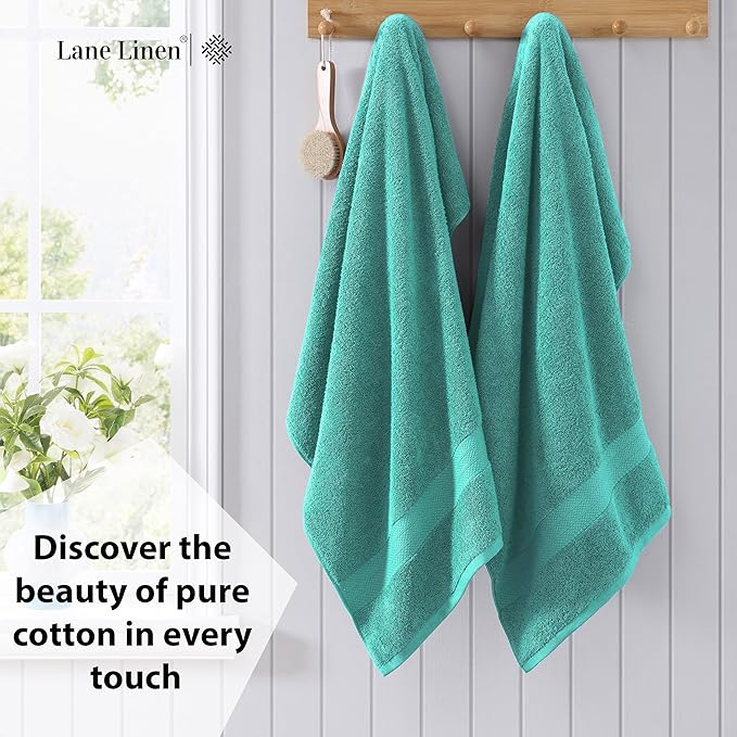 LANE LINEN 100% Cotton Premium Bath Sheets Set of 4 (35"x66") - Extra Large Bathroom Towels - Quick Drying, Low Lint, Soft & Absorbent Oversized Towel Sets - Holds Well After Multiple Washes - Teal