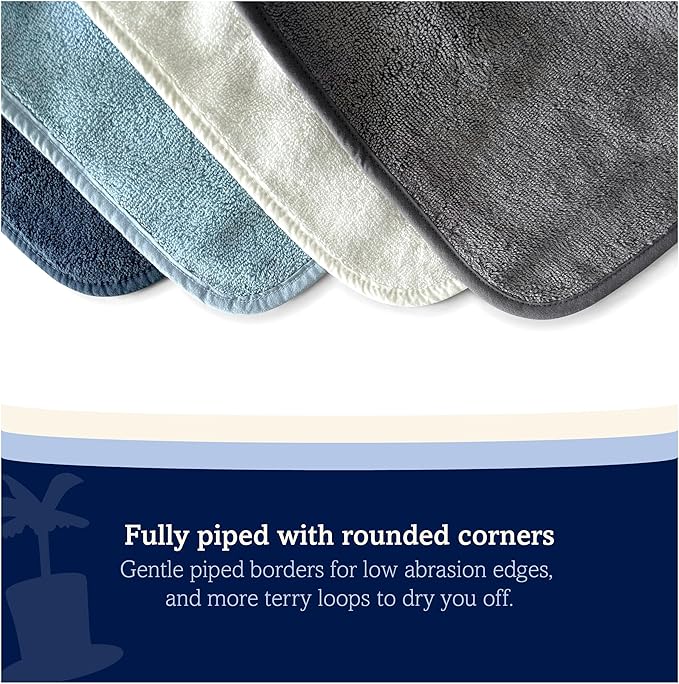 Lincoln & Palm 6 PC Turkish Piped Towel Set, 100% Cotton 650 GSM with Piping | 2 Bath 55x28, 2 Hand 30x30, 2 Face Washcloth 13x13 (6 Piece Towel Set, Navy)