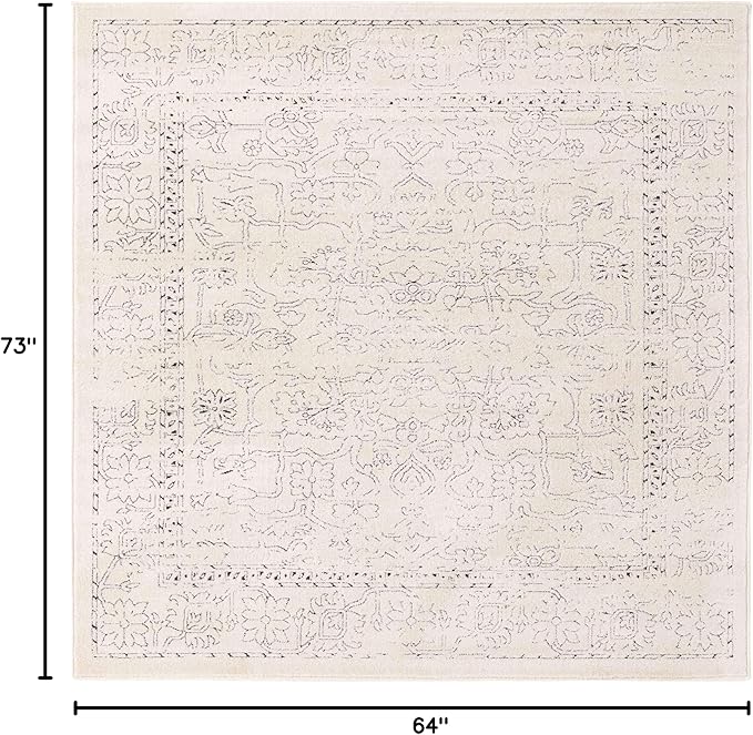 Unique Loom Isabella Collection Area Rug - Adjani (5' 4" Square, White/ Blue)