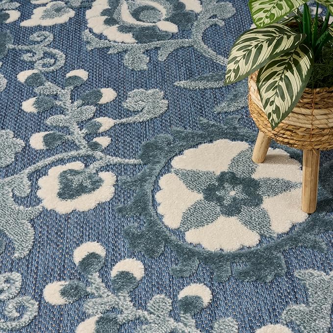 Nourison Home Aloha Blue 3'6" x 5'6" Area Rug - Easy Clean, Non Shedding, Bed Room, Living Room, Dining Room, Kitchen (4' x 6')