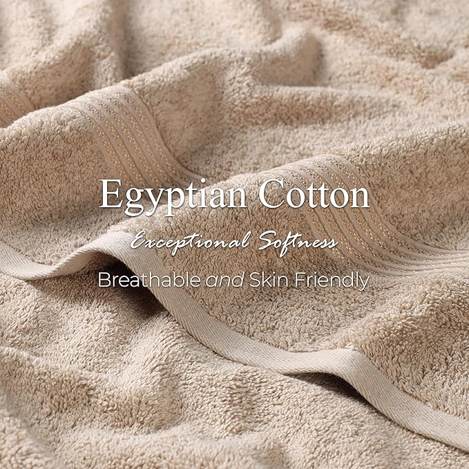 Superior Egyptian Cotton 8-Piece Hand Towel Set, Towel Basics For Quick Dry, Absorbent Small Towels, Facial, Spa, Kitchen, Bathroom Essentials, Apartment, Guest Bath, Soft, Washcloth, Taupe
