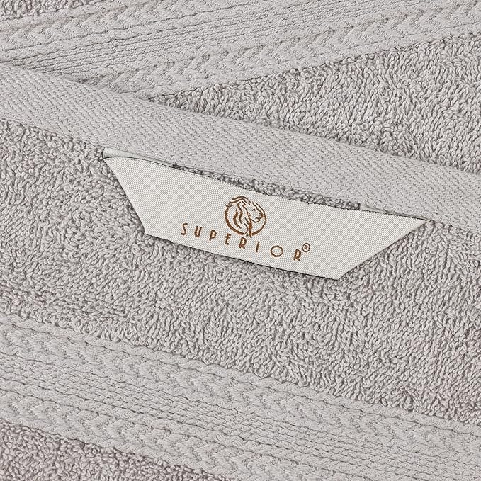 Superior Eco-Friendly Cotton 8-Piece Towel Set, Bathroom, Shower, Quick Dry Home Essentials, Lightweight, Sustainable Towels, 2 Bath, 2 Hand, 4 Face Towels, Washcloth, Highly Absorbent, Silver