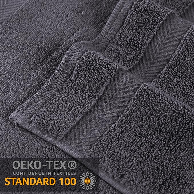 Superior Zero Twist 100% Cotton Bath Towels, Super Soft, Fluffy and Absorbent, Premium Quality Oversized Bath Towel Set of 2, Grey