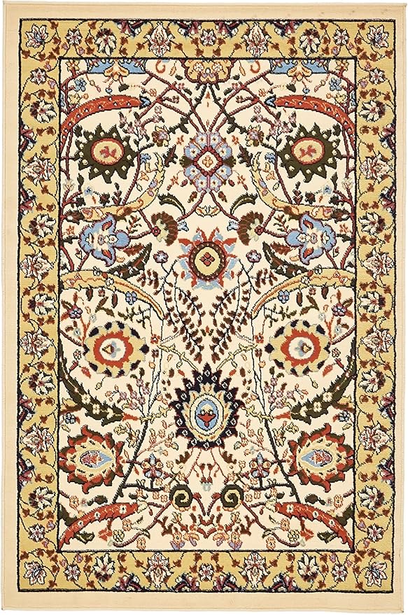 Unique Loom Espahan Collection Area Rug - Cape Cod (4' 1" x 6' 1" Rectangle, Cream/ Black)