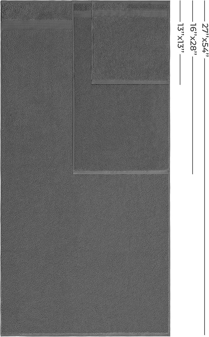 Hotel & Spa Quality Super Absorbent & Soft, Cotton, 6 Piece Turkish Towel Set for Kitchen & Decorative Bathroom Sets Includes 2 Bath Towels 2 Hand Towels 2 Washcloths, Charcoal Grey