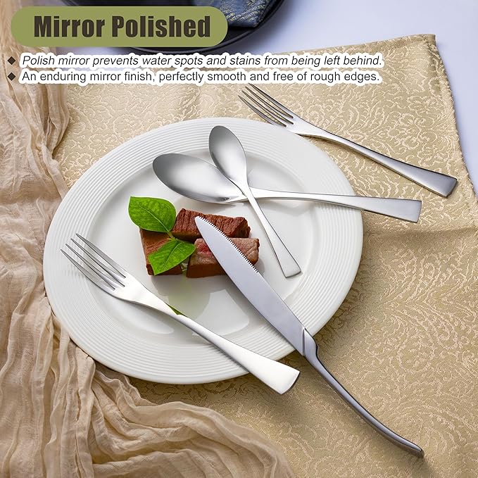 20-Piece Silverware Set for 4, Stainless Steel Flatware Set Food-Grade Silverware Cutlery Set, Include Knife/Fork/Spoon, Mirror Polished, Dishwasher Safe